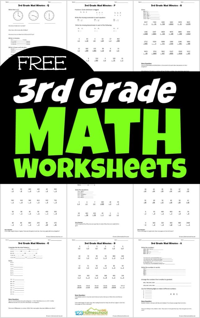 FREE Printable 3rd Grade Math Minutes Worksheets Pdf