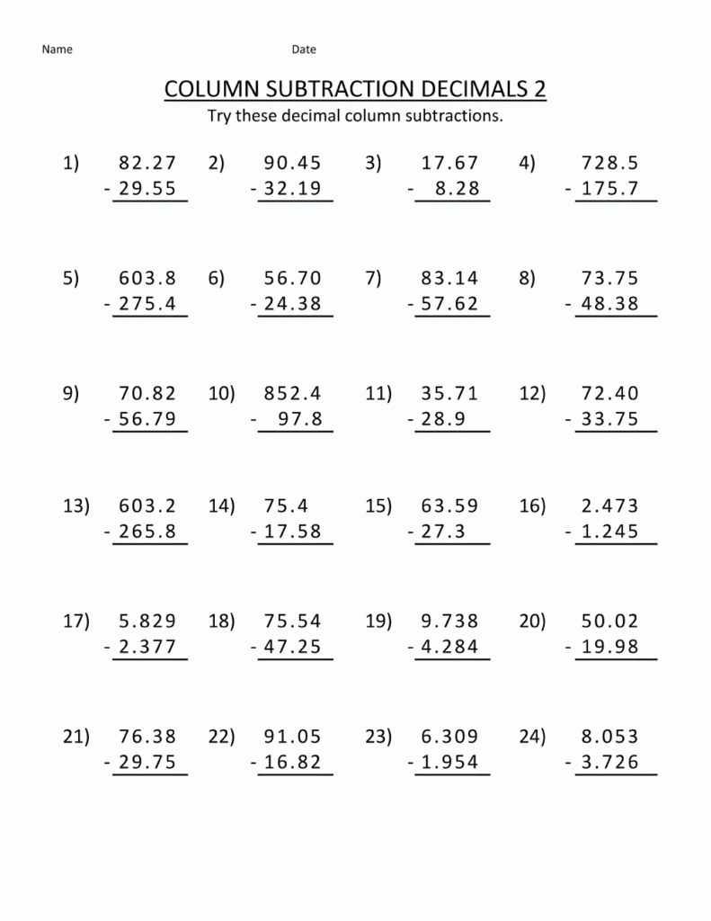 Free Printable 5Th Grade Math Worksheets