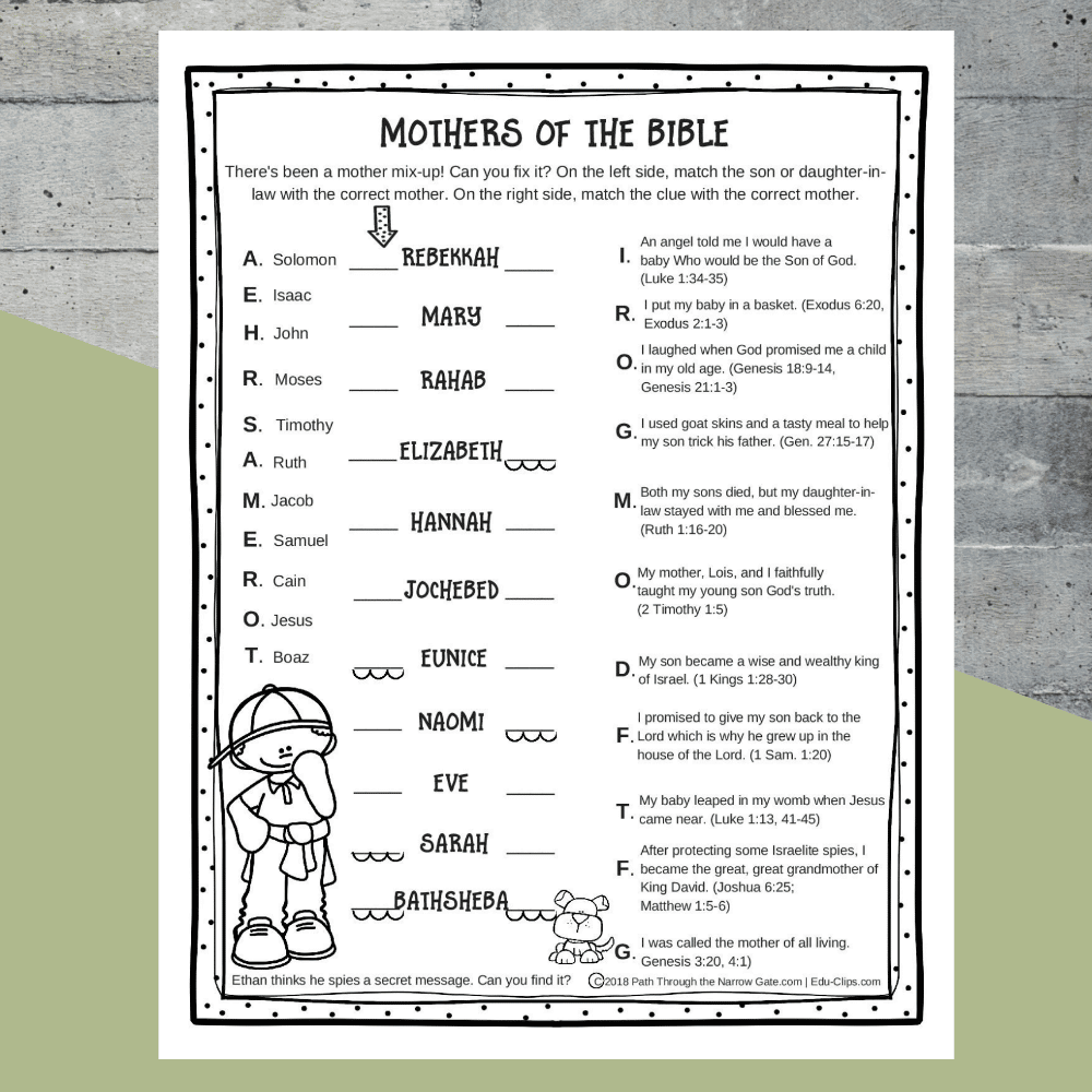 Free Printable Bible Worksheets For Youth