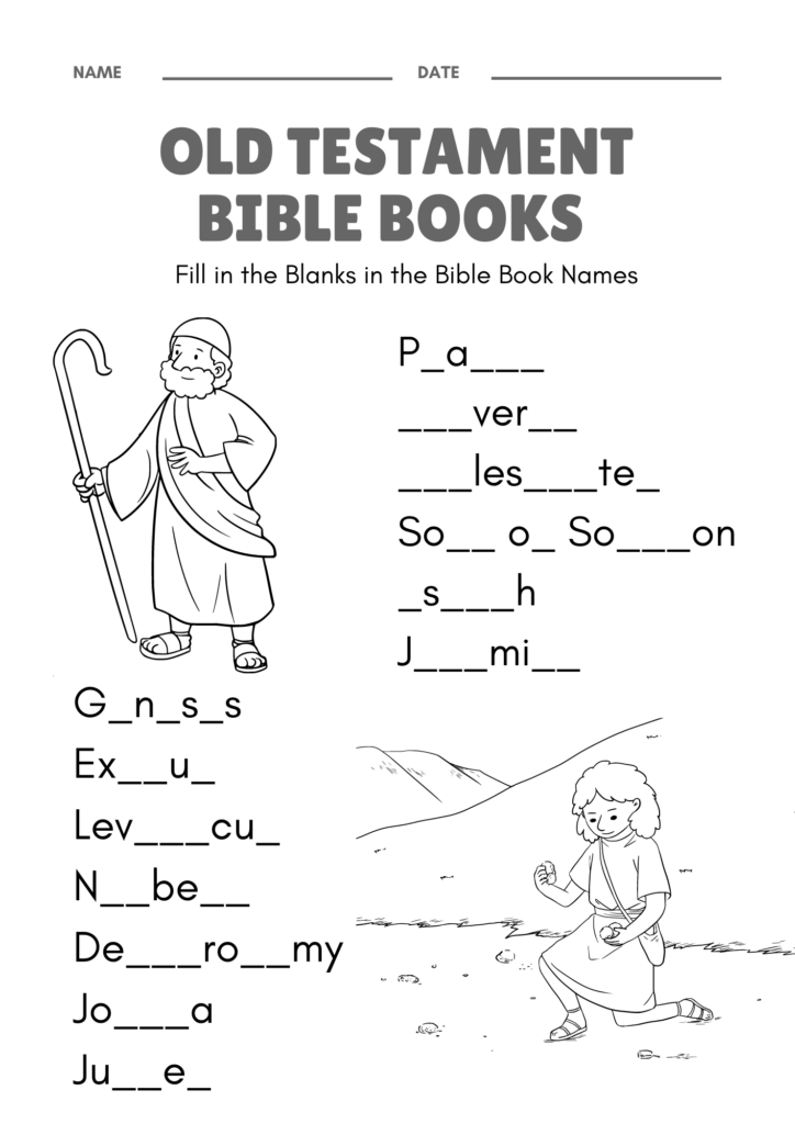 Free Printable Books Of The Bible Worksheets