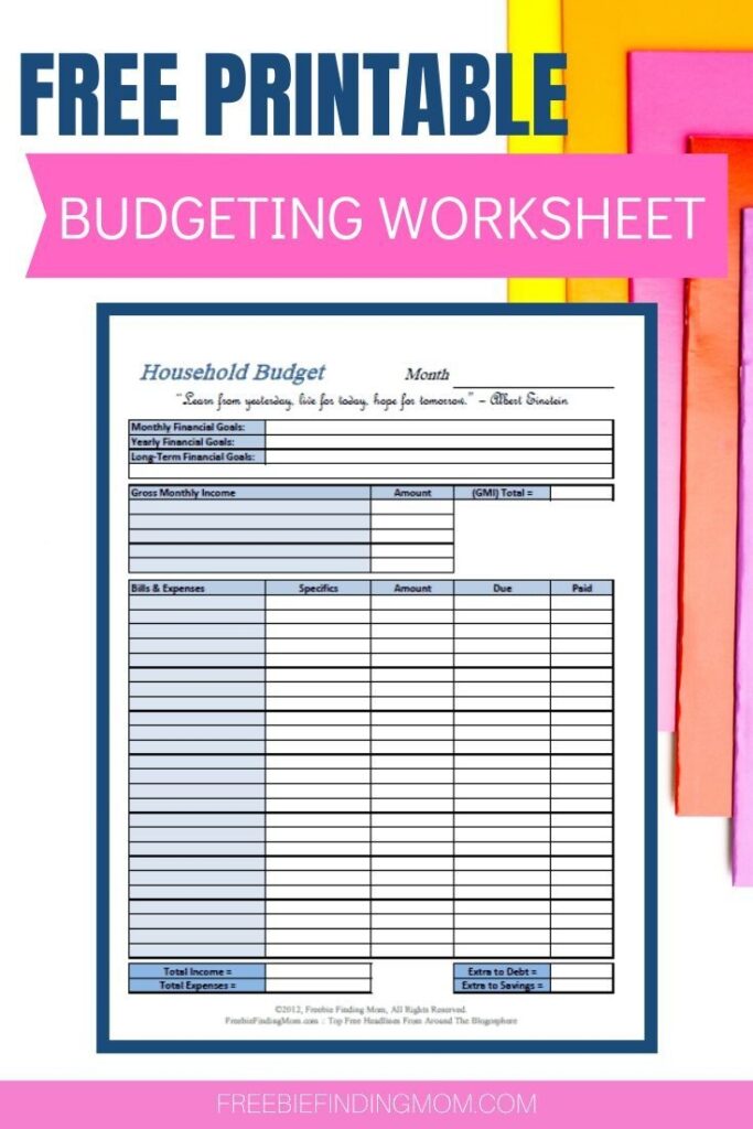 Free Printable Budgeting Worksheets