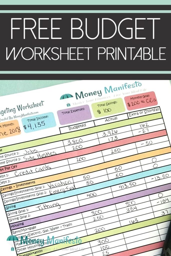 Free Printable Budgeting Worksheets