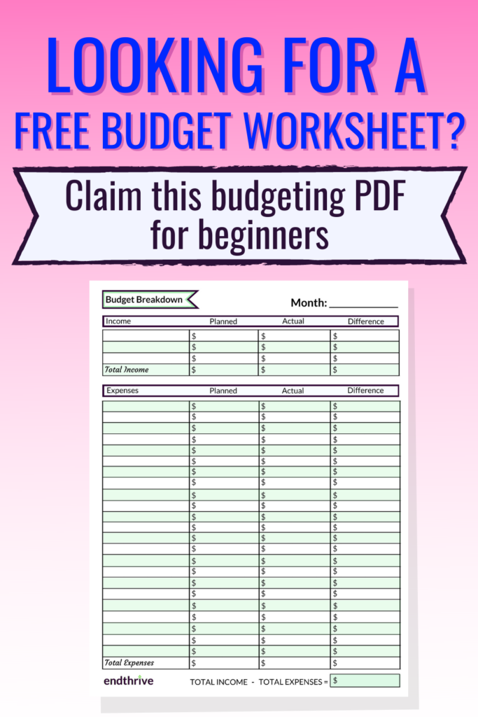 Free Printable Budgeting Worksheets