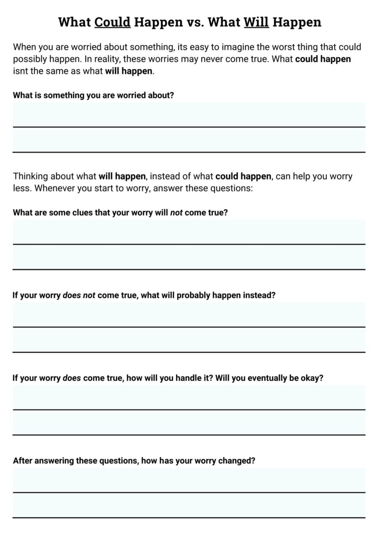 Free Printable Cognitive Therapy Worksheets