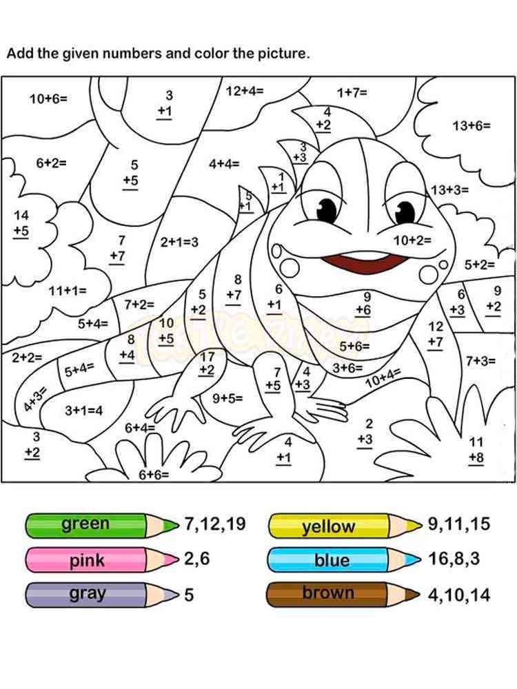 Free Printable Color By Addition Worksheets