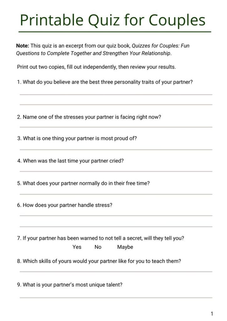 Free Printable Couples Therapy Worksheets Pdf