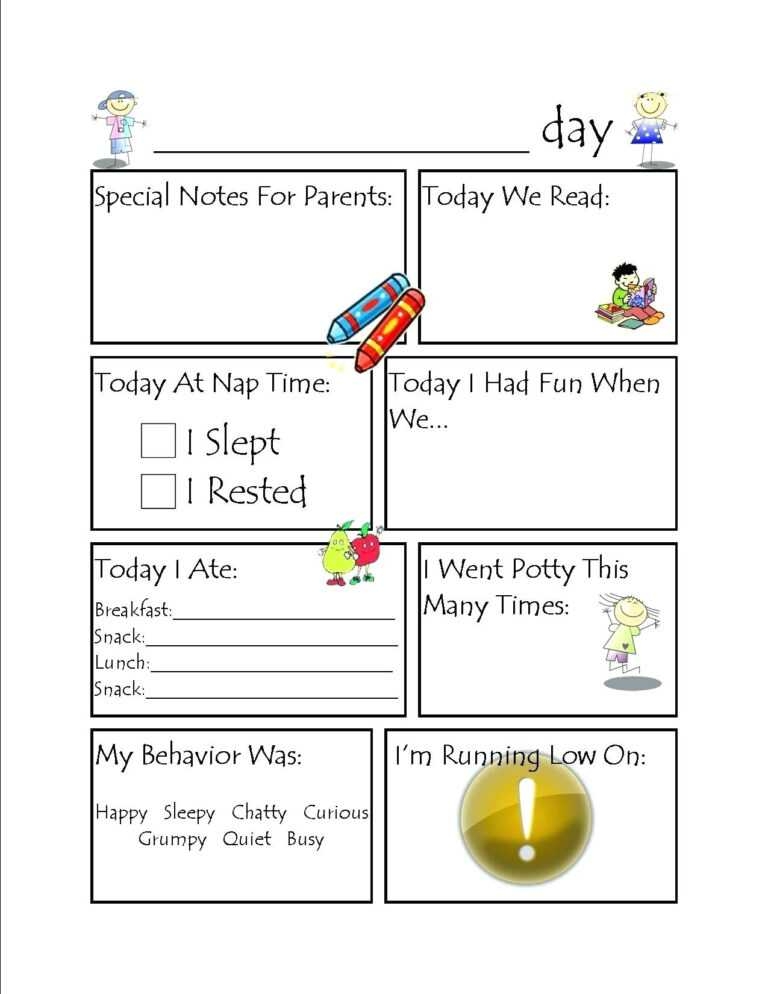 Free Printable Daycare Infant Daily Sheets