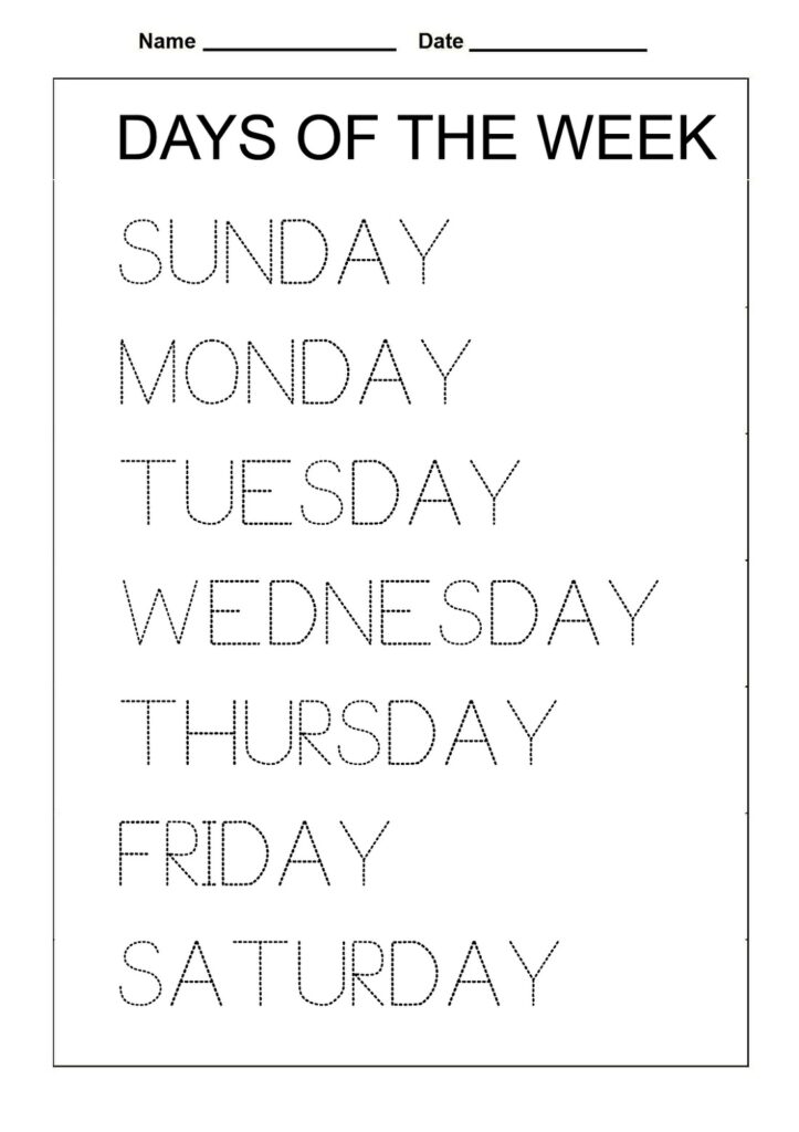 Free Printable Days Of The Week Worksheets