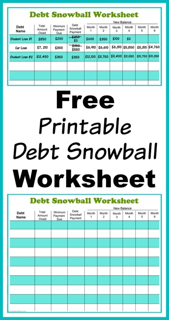 Free Printable Debt Snowball Worksheets