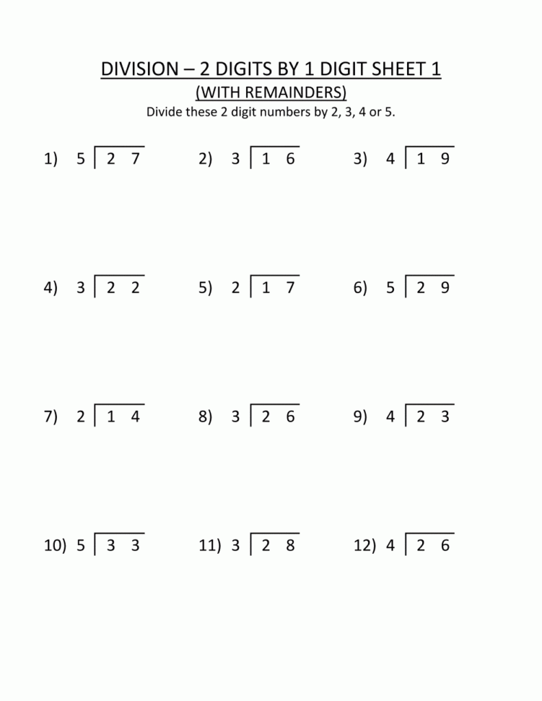 Free Printable Division Worksheets