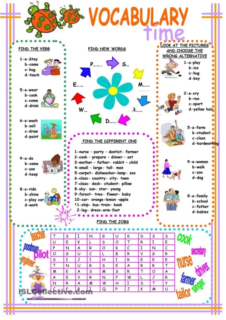 Free Printable Esl Vocabulary Worksheets