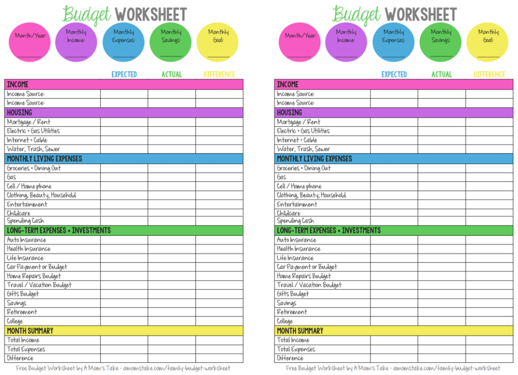 Free Printable Family Budget Template Printable Form Templates And 