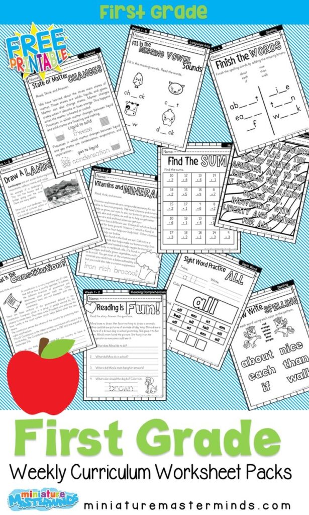 Free Printable First Grade Curriculum Book First Grade Curriculum 