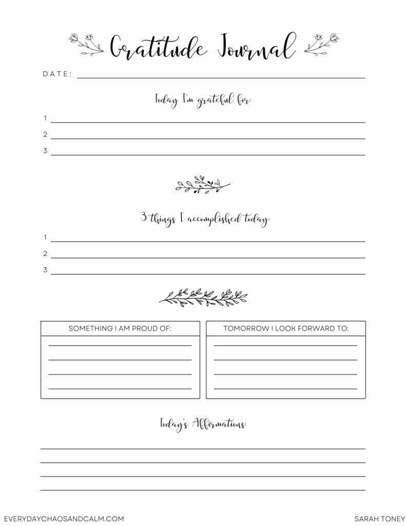 Free Printable Gratitude Journal For Improved Happiness