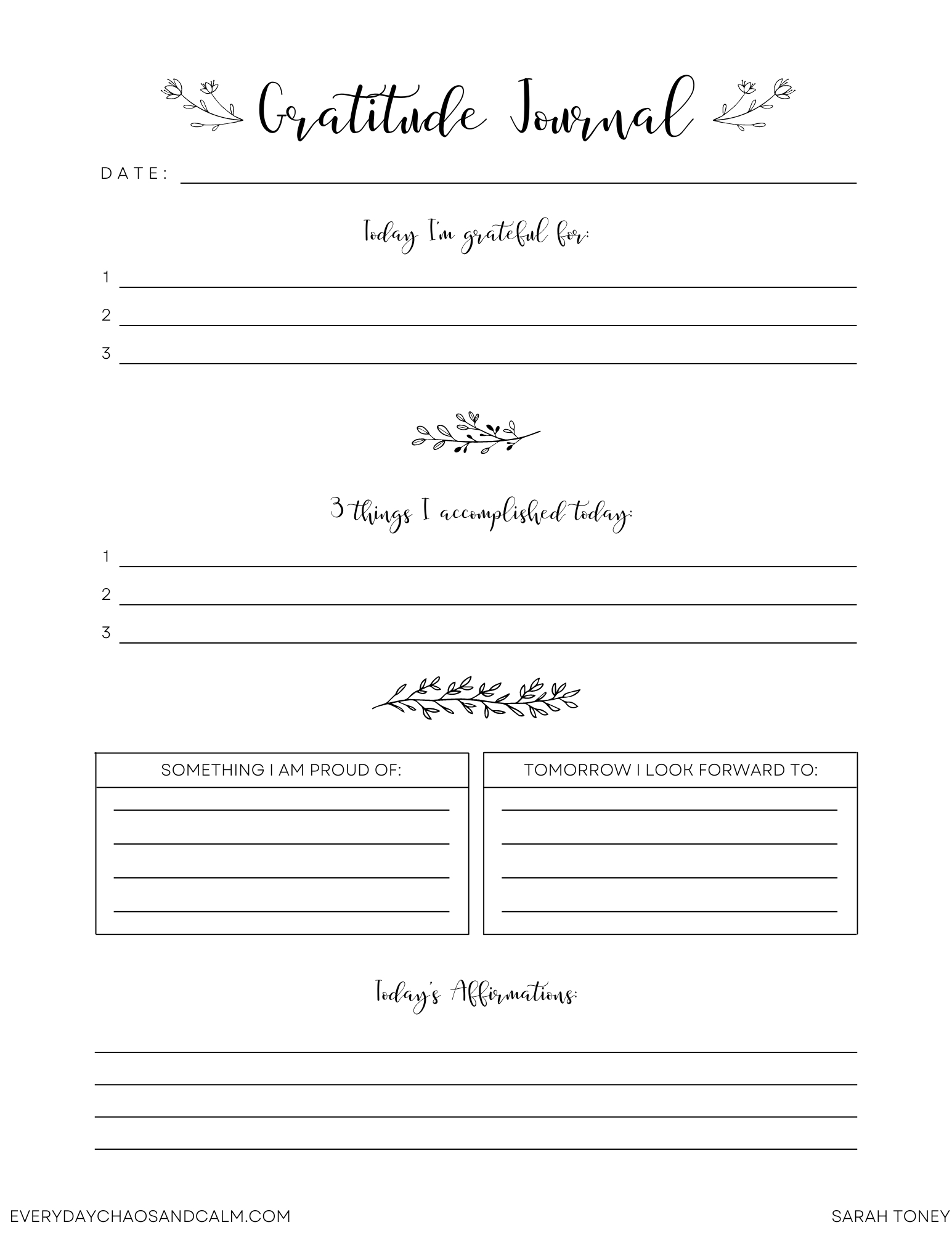 Free Printable Gratitude Journal For Improved Happiness