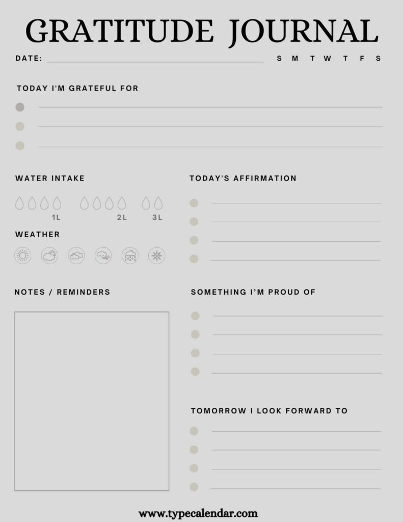 Free Printable Gratitude Journal Templates PDF Word 