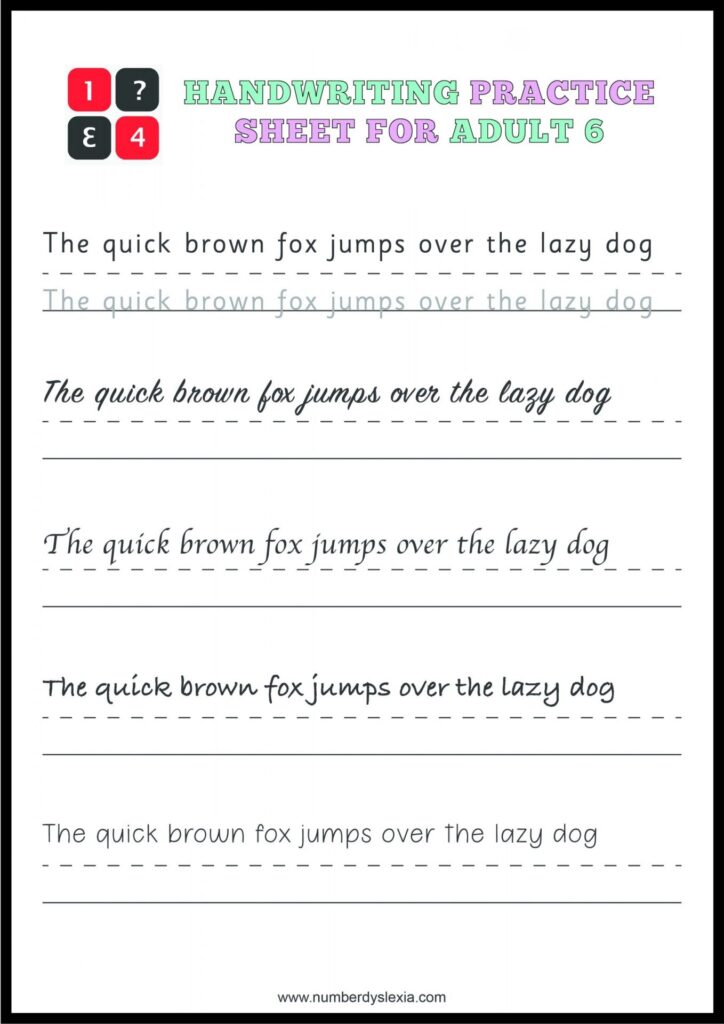 Free Printable Handwriting Practice Worksheets For Adults PDF 