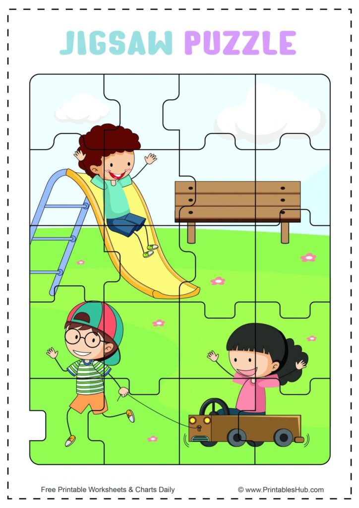 Free Printable Jigsaw Puzzles For Kids PDF Blank Template 