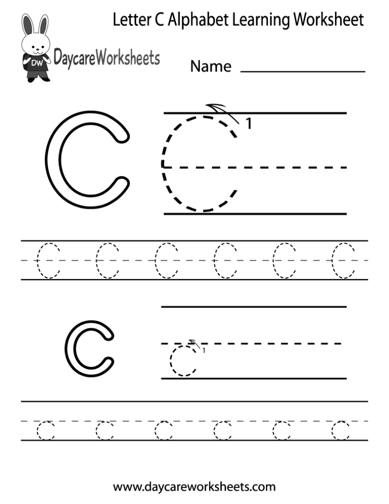 Free Printable Letter C Alphabet Learning Worksheet For Preschool