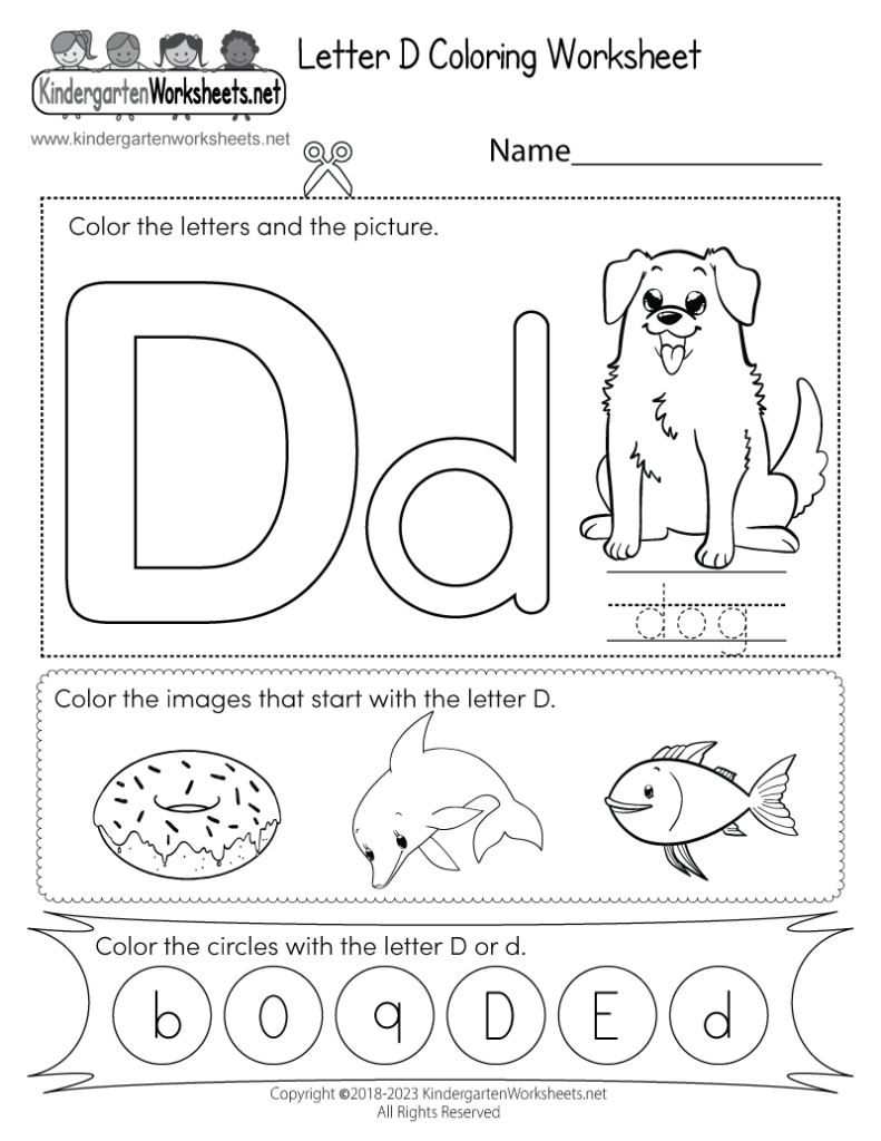 Free Printable Letter D Coloring Worksheet