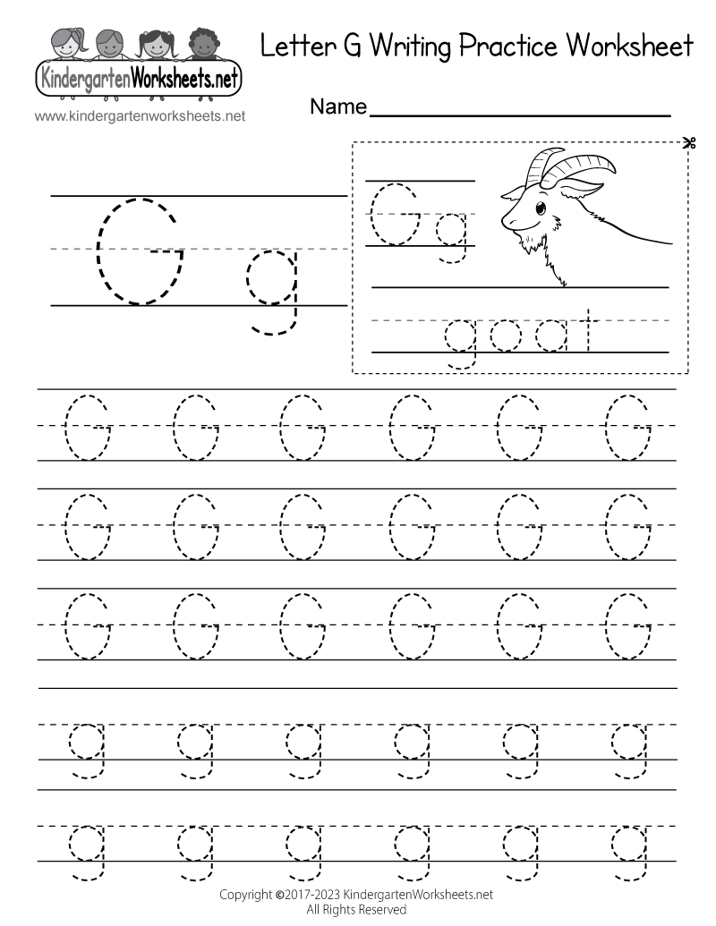 Free Printable Letter G Writing Practice Worksheet