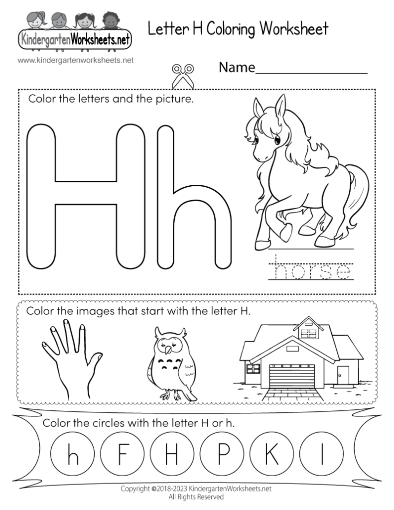 Free Printable Letter H Coloring Worksheet For Kindergarten