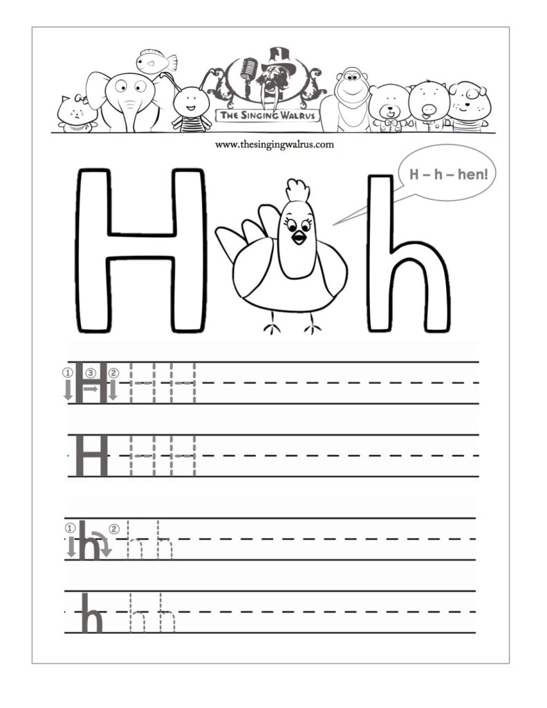 Free Printable Letter H Tracing Worksheets For Preschool free Writing 170