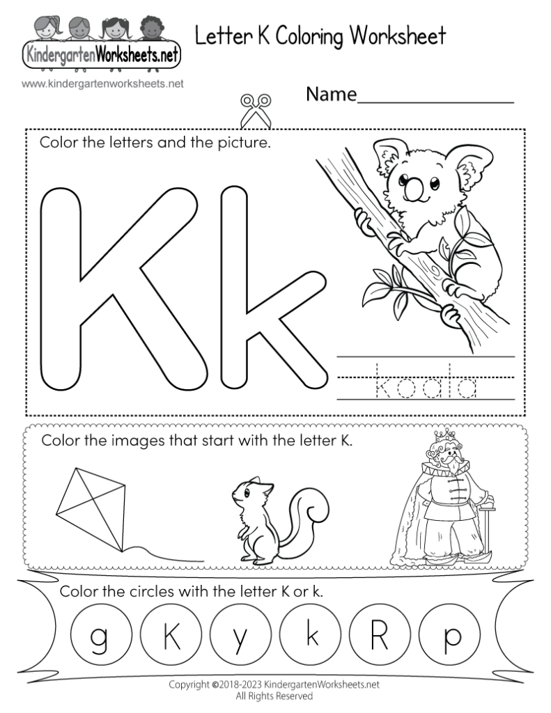 Free Printable Letter K Coloring Worksheet