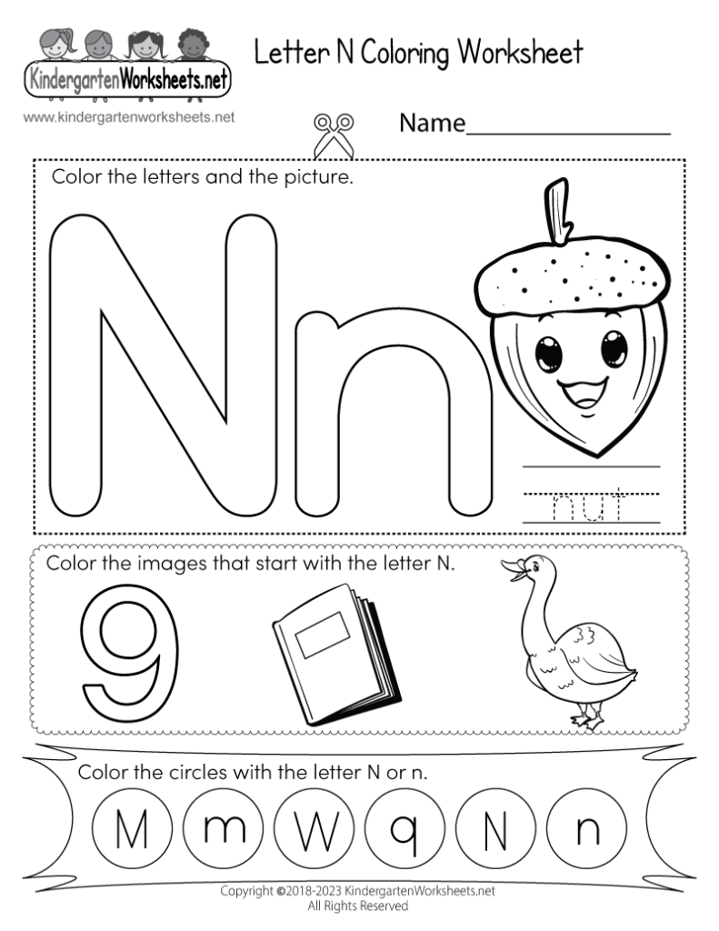 Free Printable Letter N Coloring Worksheet