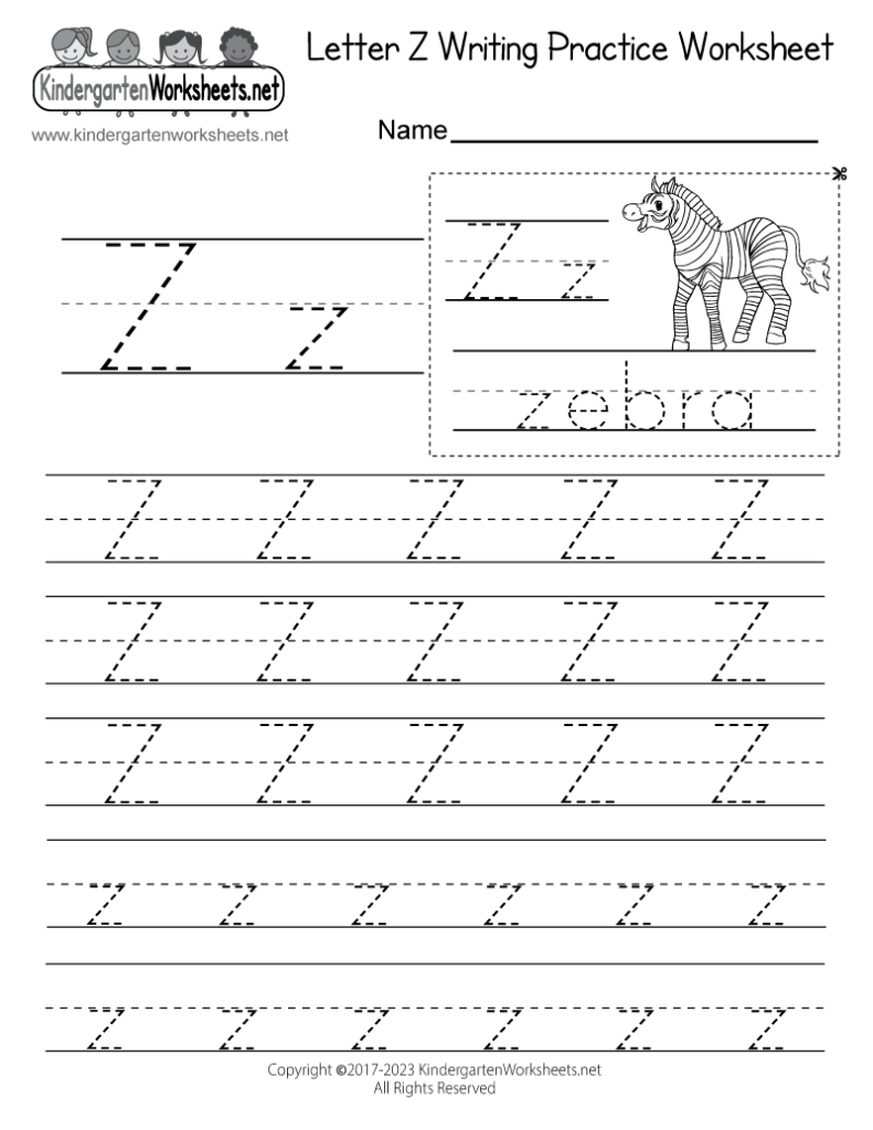 Free Printable Letter Z Writing Practice Worksheet