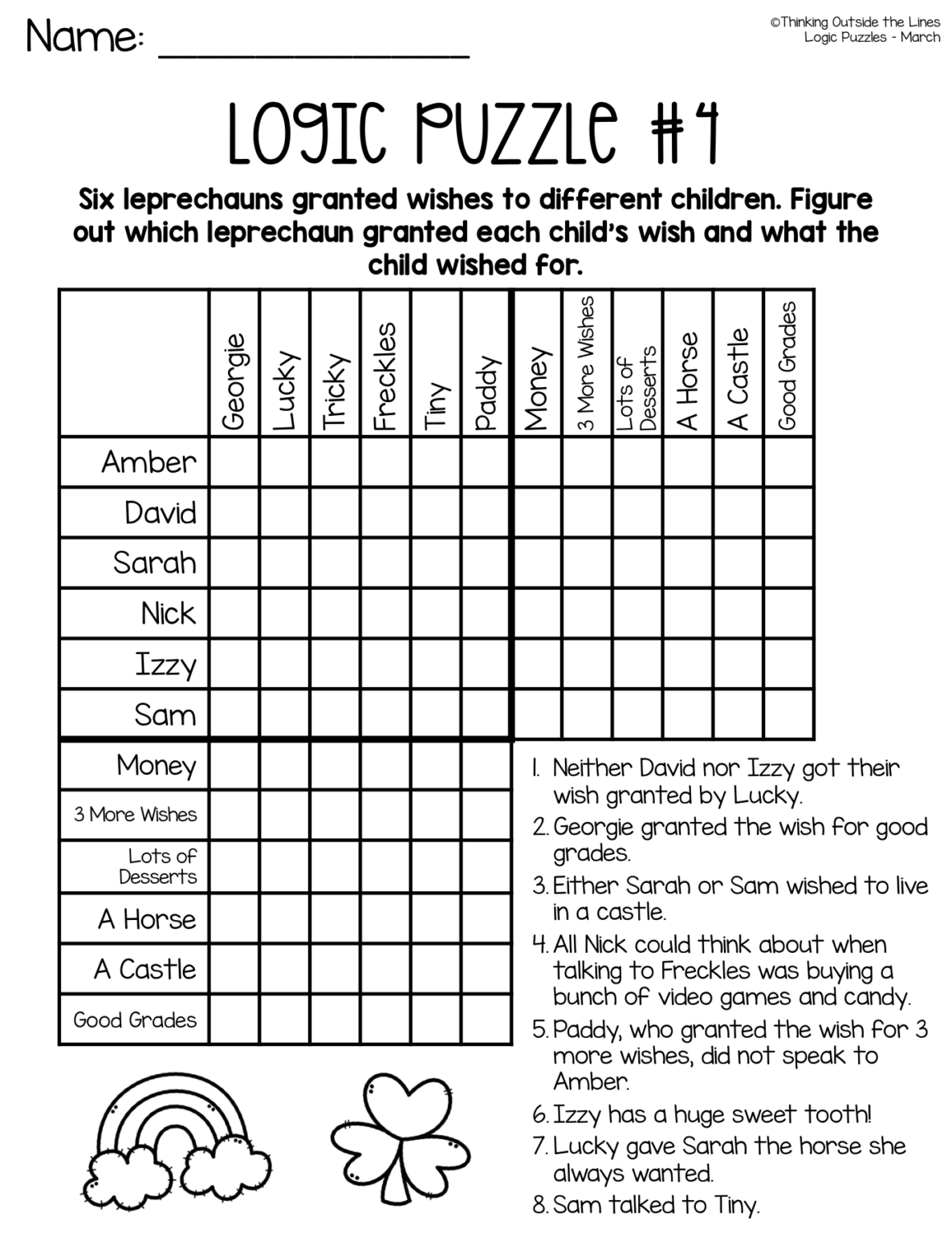 Free Printable Logic Puzzle Worksheets Ronald Worksheets