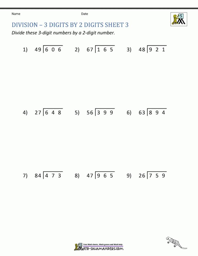 Free Printable Long Division Worksheets