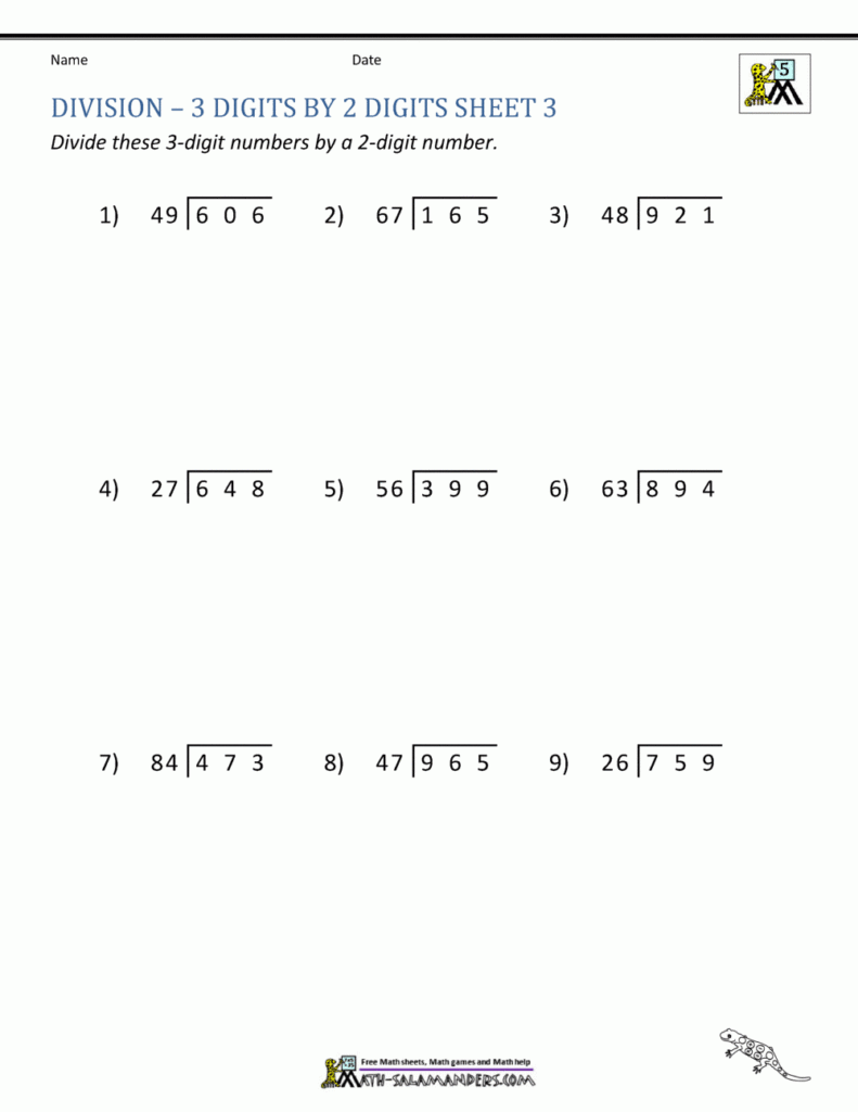 Free Printable Long Division Worksheets