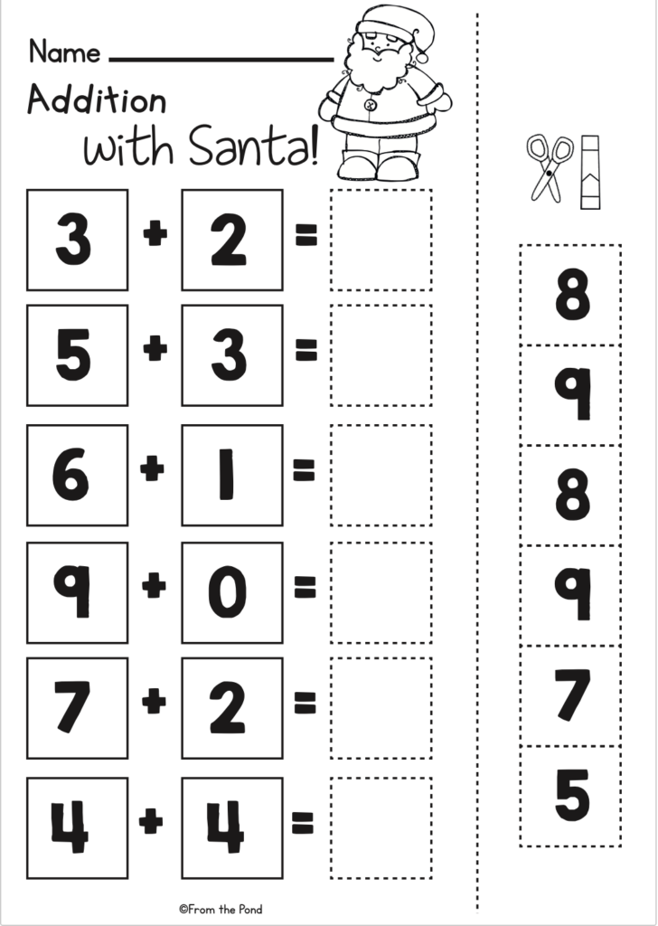 Free Printable Math Addition Worksheets For Kindergarten