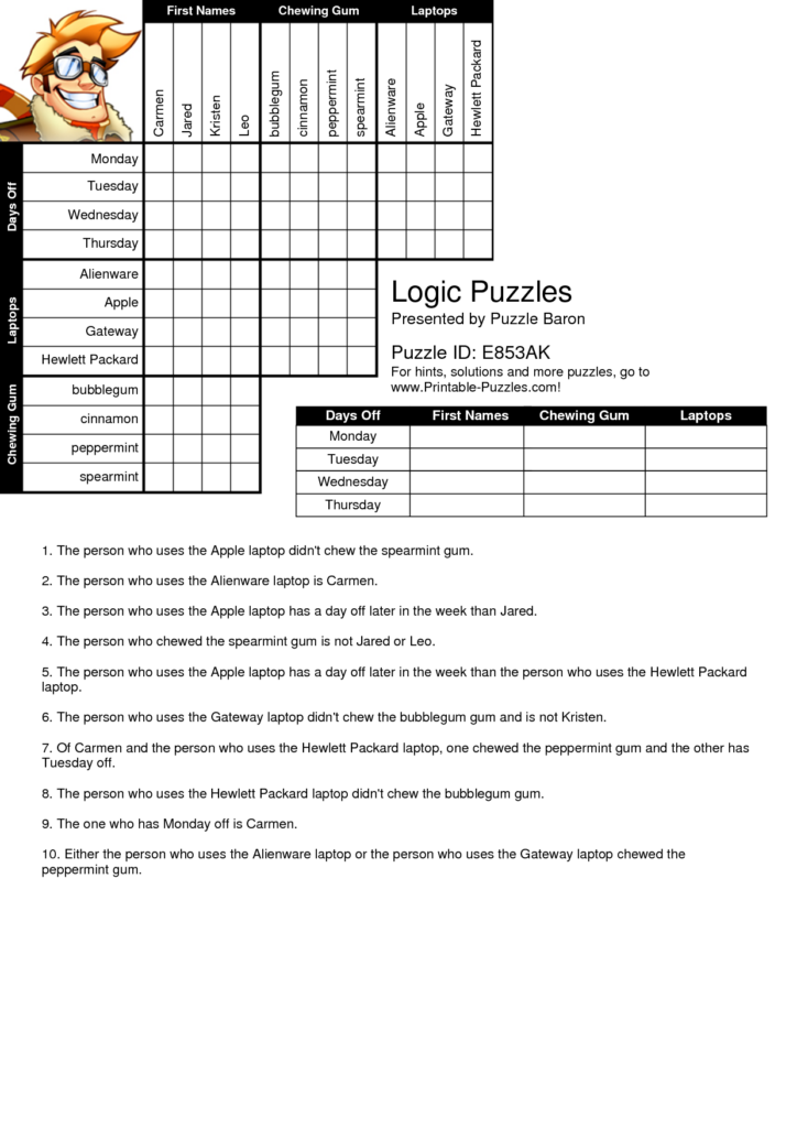 Free Printable Math Logic Puzzles