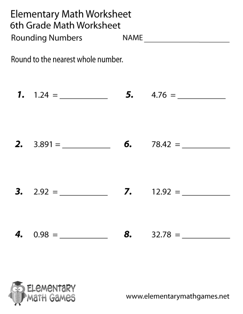 Free Printable Math Worksheets For 6Th Grade