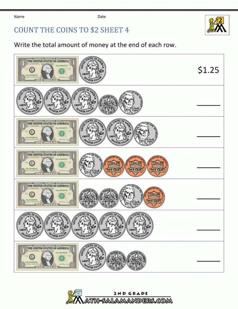 Free Printable Money Counting Worksheets