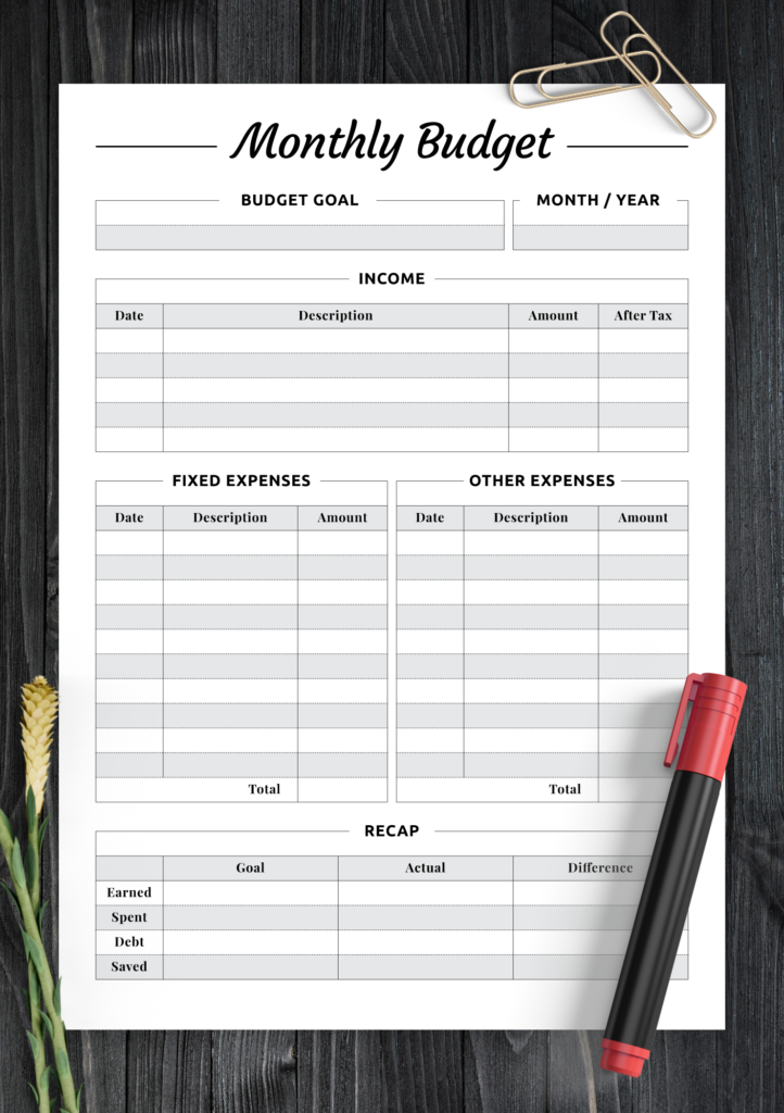 Free Printable Monthly Budget Sheet Stephenson