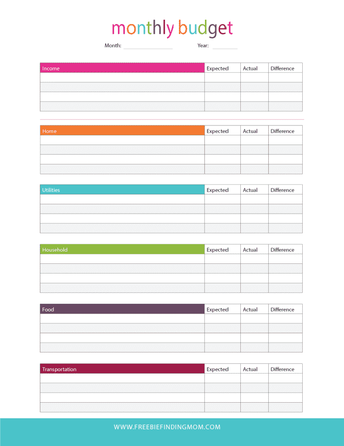 Free Printable Monthly Household Budget Worksheet Stormwoman