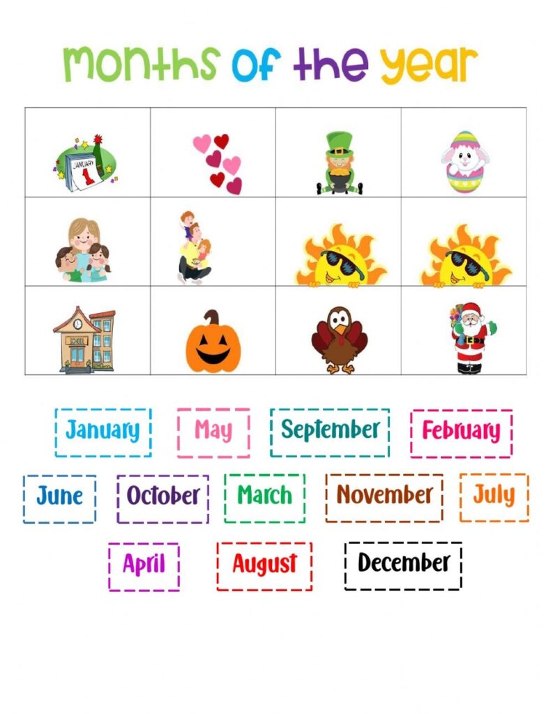 Free Printable Months Of The Year Worksheets Printable Worksheets