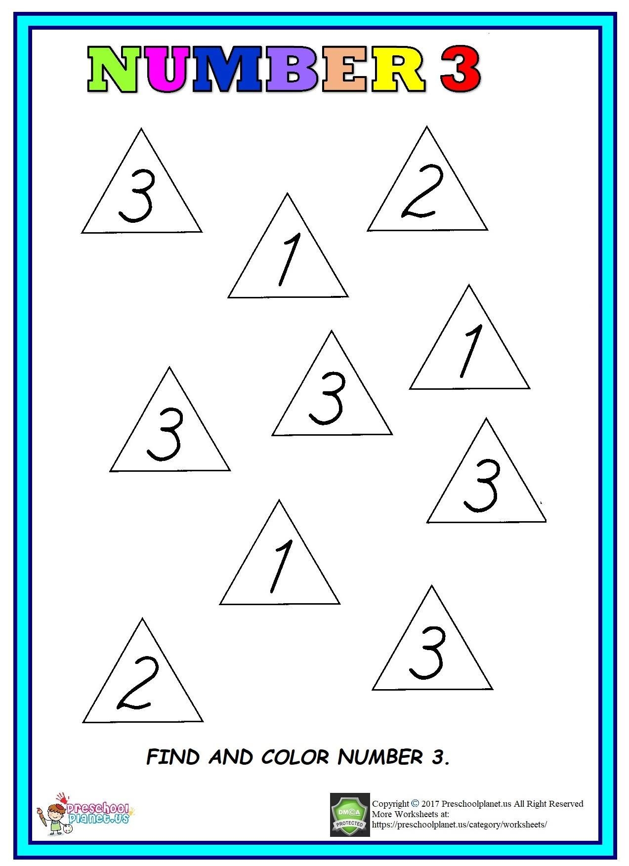 Free Printable Number 3 Worksheet Preschool