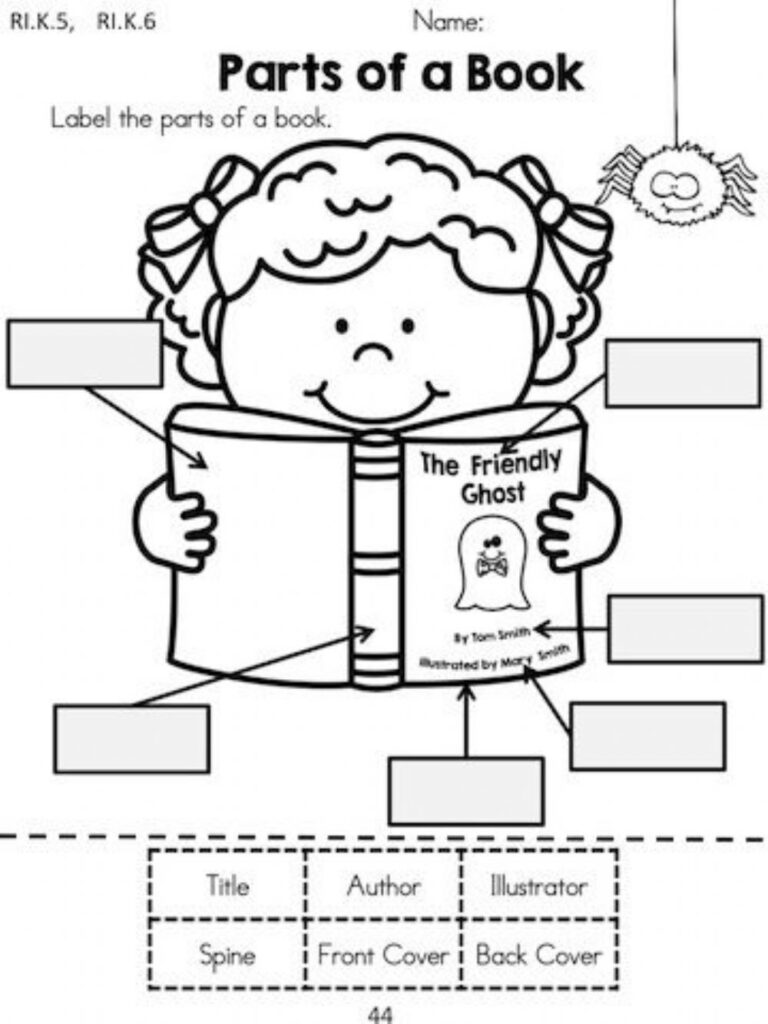 Free Printable Parts Of A Book Worksheet For Kids Artofit