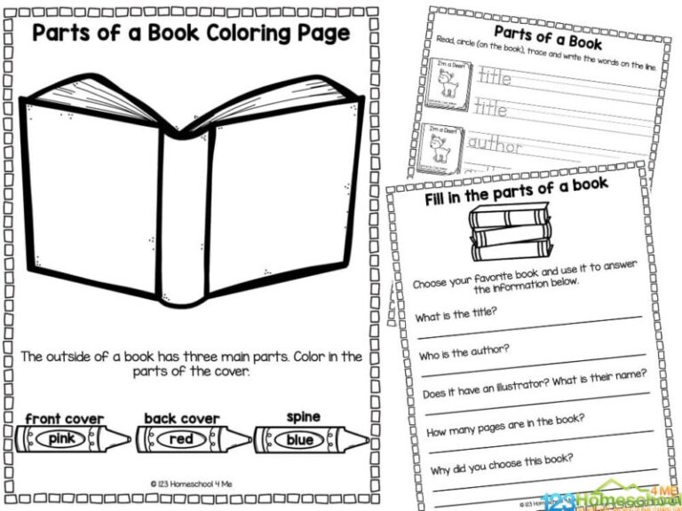 FREE Printable Parts Of A Book Worksheets