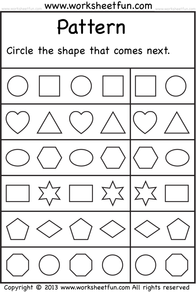 Free Printable Pattern Worksheet Kindergarten