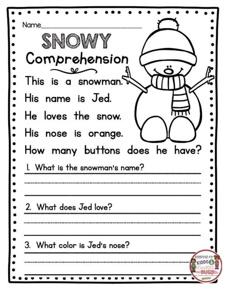 Free Printable Reading Comprehension Worksheets For 1St Grade