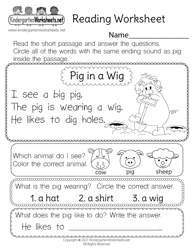 Free Printable Reading Worksheets For 5 Year Olds Printable Form 