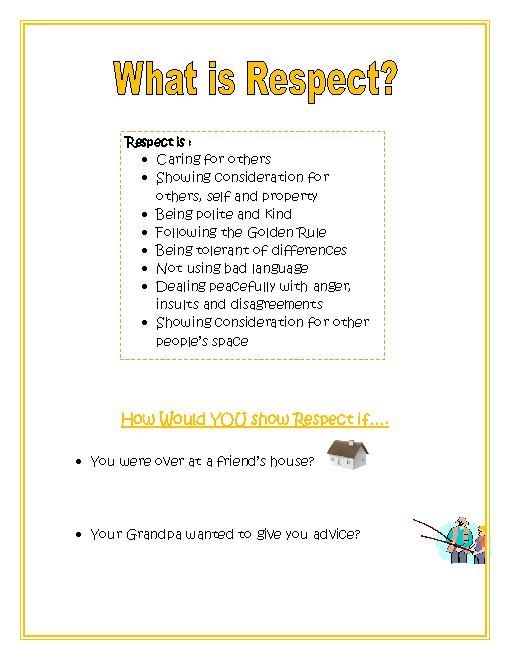 Free Printable Respect Worksheets For Kids