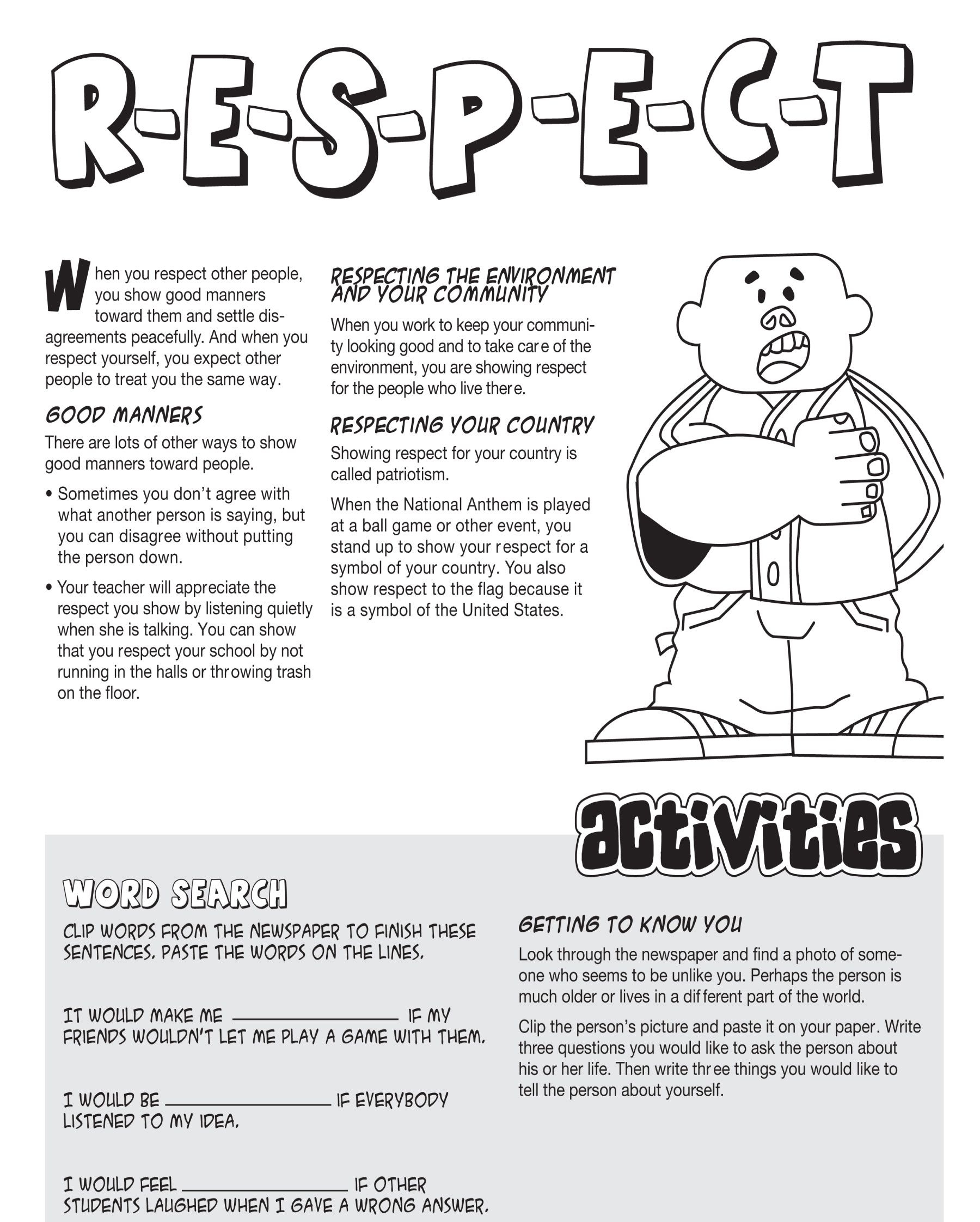 Free Printable Respect Worksheets For Kids