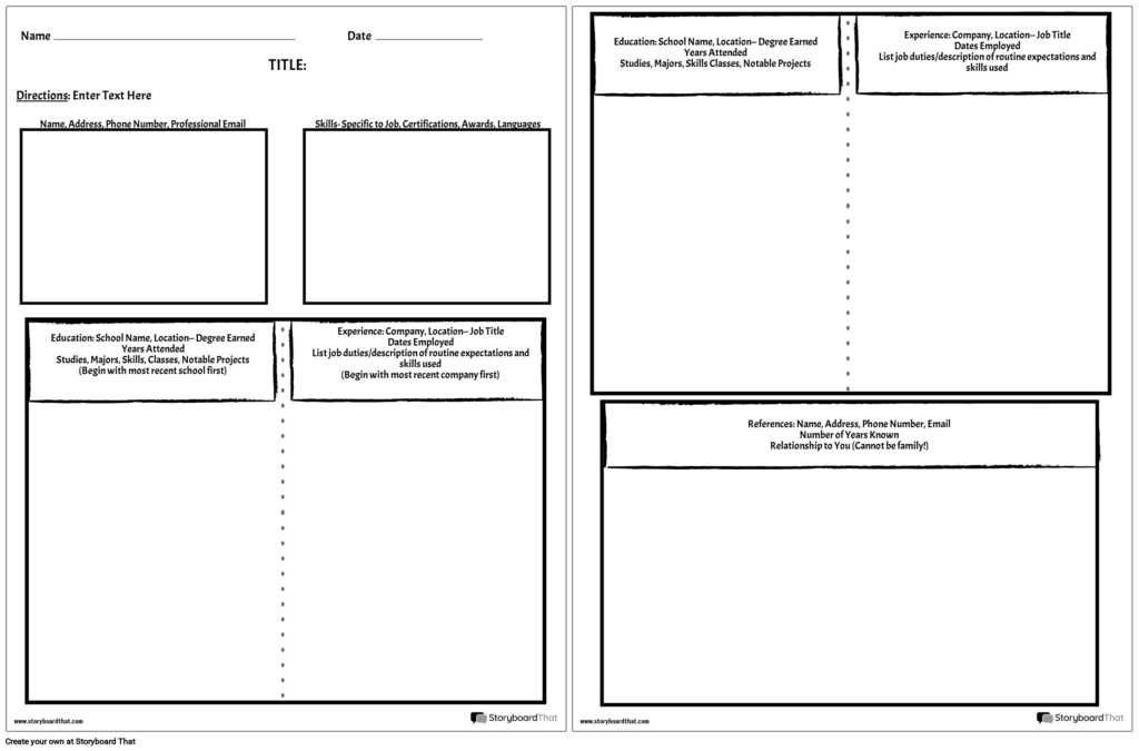 Free Printable Resume Worksheet Templates