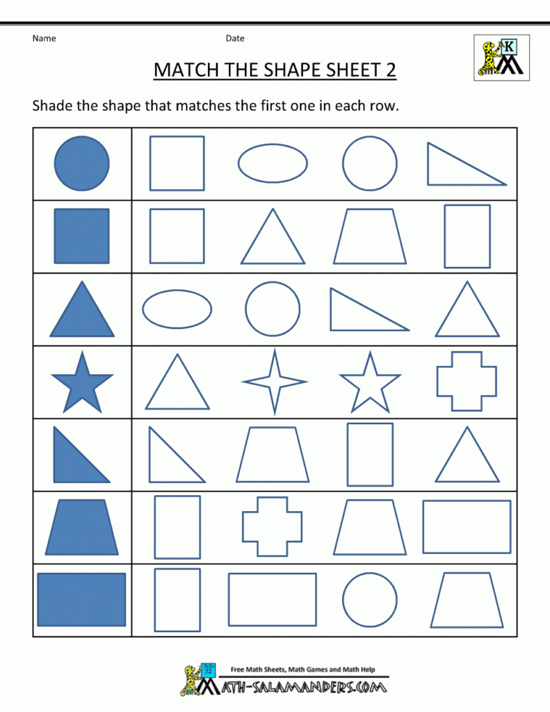 Free Printable Shapes Worksheets For Kindergarten